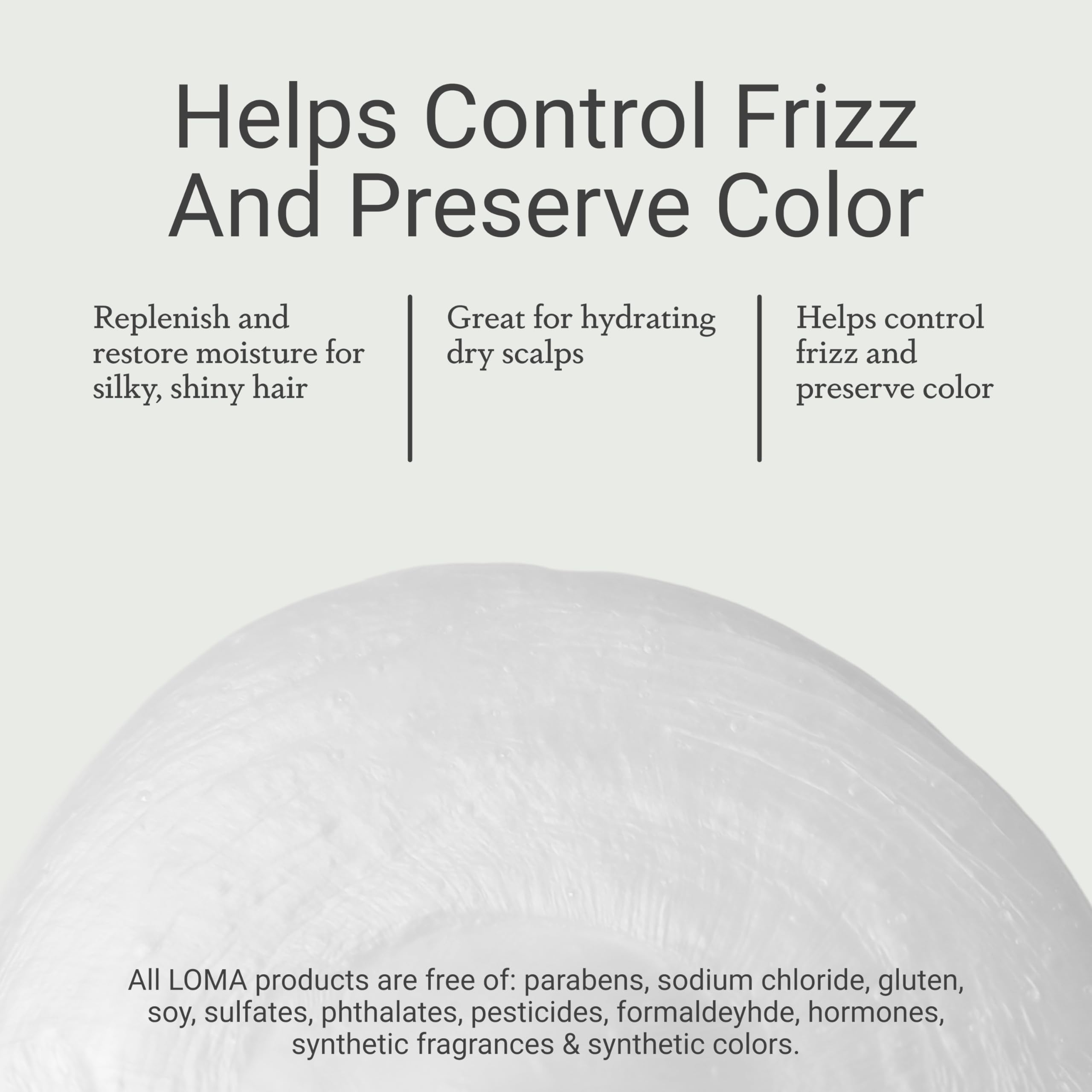 LOMA Moisturizing Shampoo pump-dispense bottle delivering gentle sulfate-free cleansing