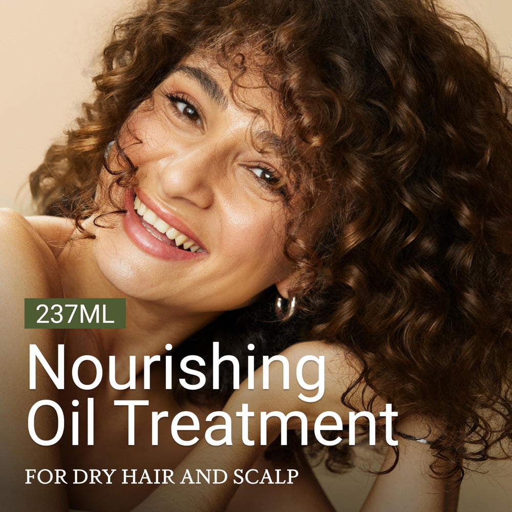 Loma Nourishing Oil Treatment being dispensed for smooth day-after styling.
