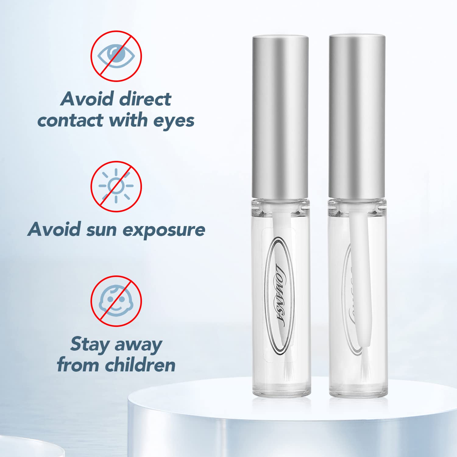 Lomansa cruelty-free vegan lash glue shown with safe, gentle ingredients for sensitive skin.