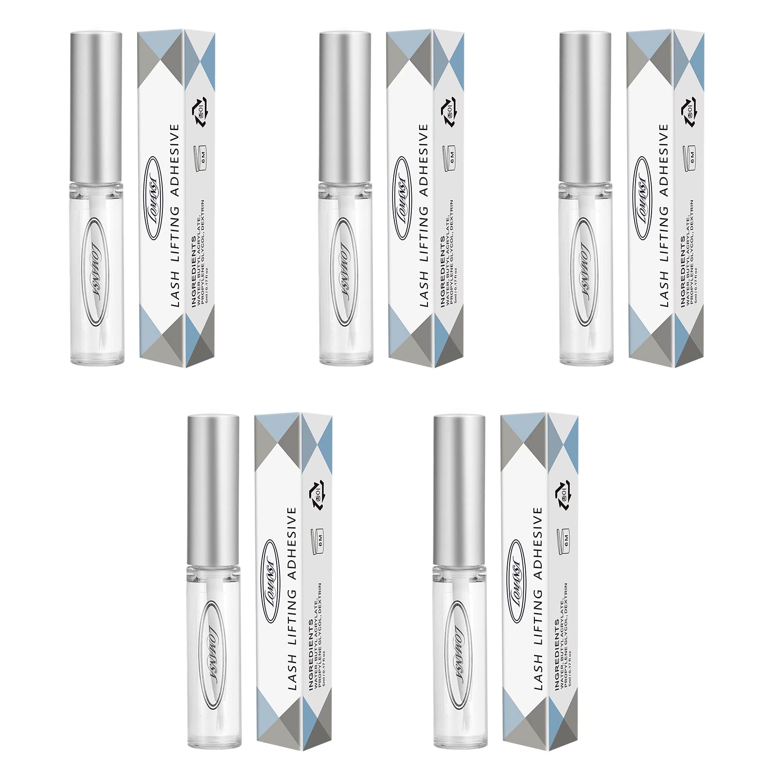 Lomansa lash lift glue adhesive 5pcs packaging aids precise lash lifting at home or salon.