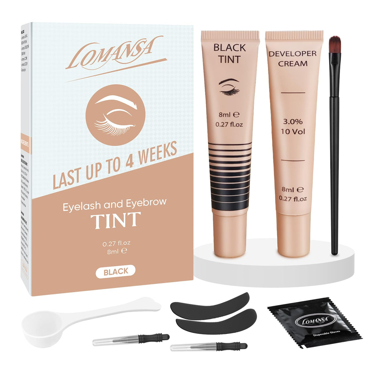 Lomansa Lash Tint Kit box front for easy at-home lash and brow tinting.
