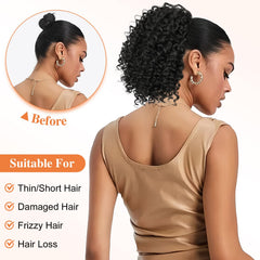 Lommel Afro-kinky-curly ponytail texture shows fluffy volume and natural bounce.