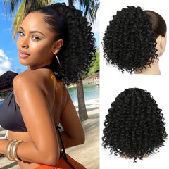 Lommel drawstring ponytail 10inch closeup highlights natural Afro curls for everyday wear.