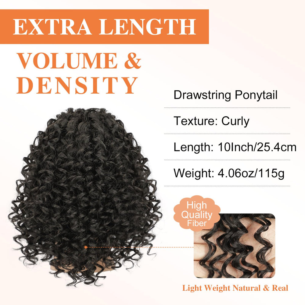 Lommel drawstring ponytail with secure closure for adjustable fit.