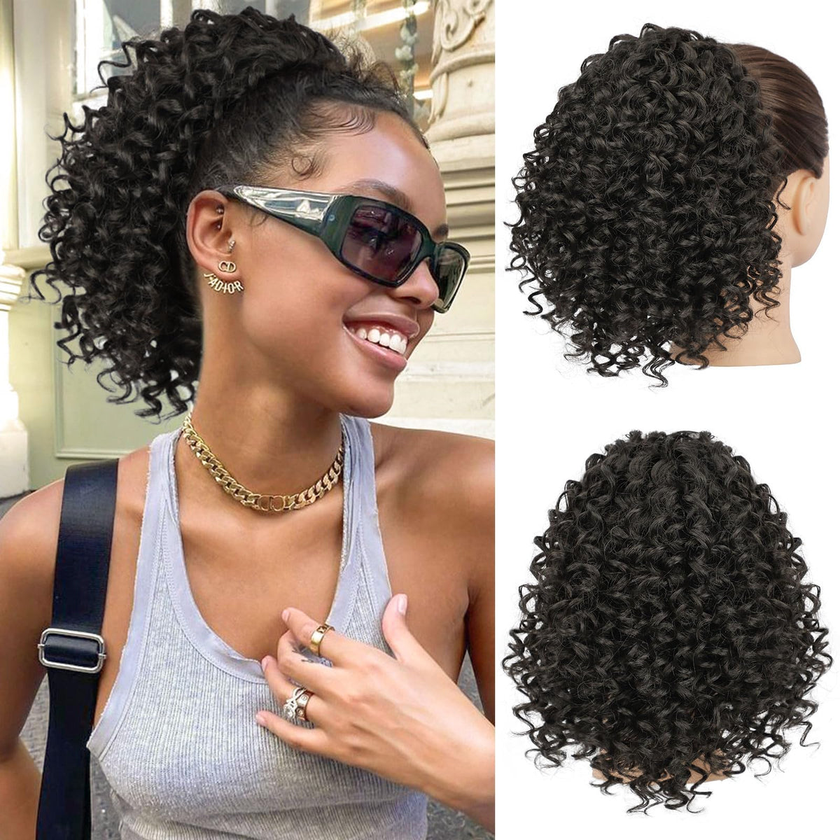 Lommel ponytail extension in brown-black, 10-inch length for daily styling.