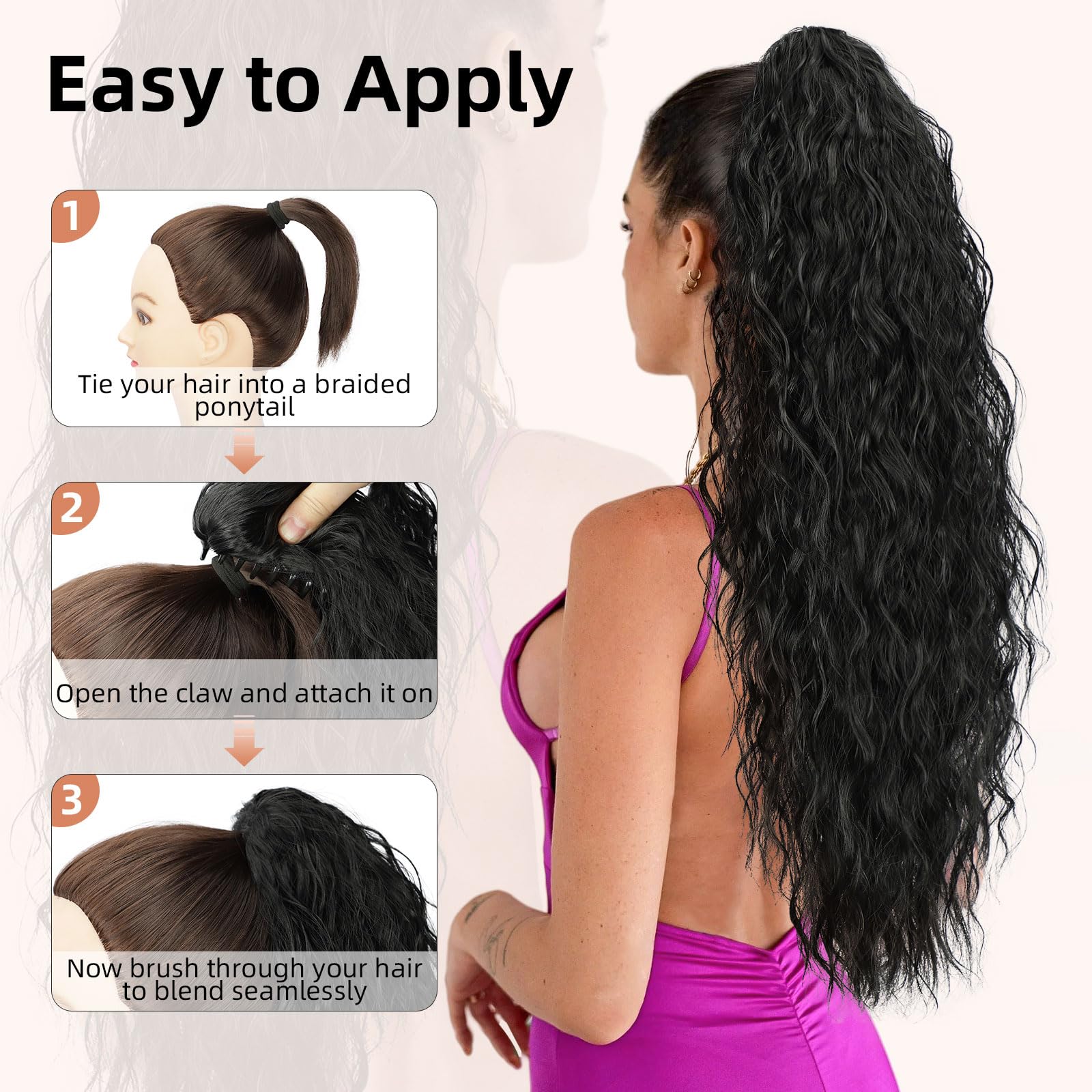 Lommel ponytail-on-head demonstrates seamless, natural blend.