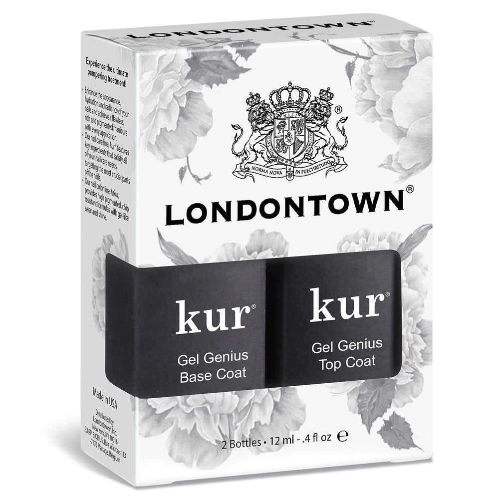 LONDONTOWN kur Gel Genius top coat delivers high-gloss, salon-quality finish.