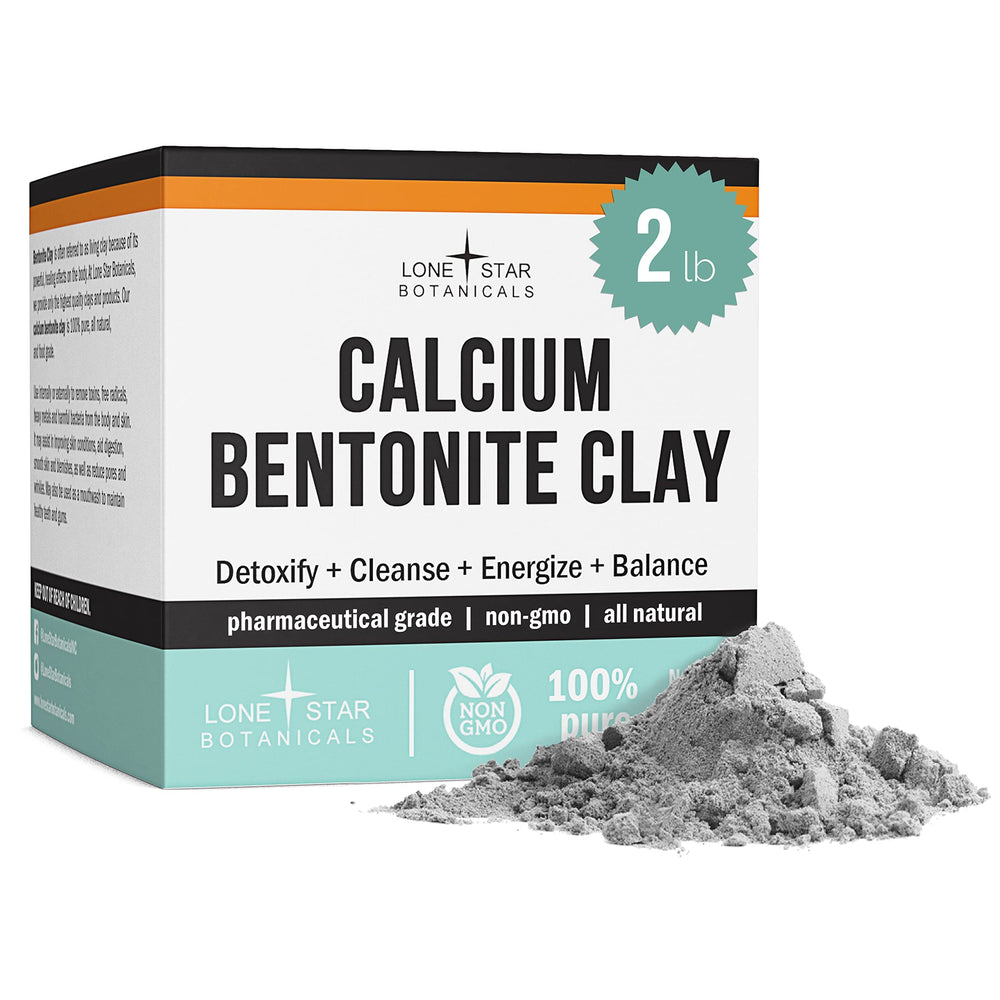 Lone Star Botanicals Calcium Bentonite clay powder packaging for pure detox use.