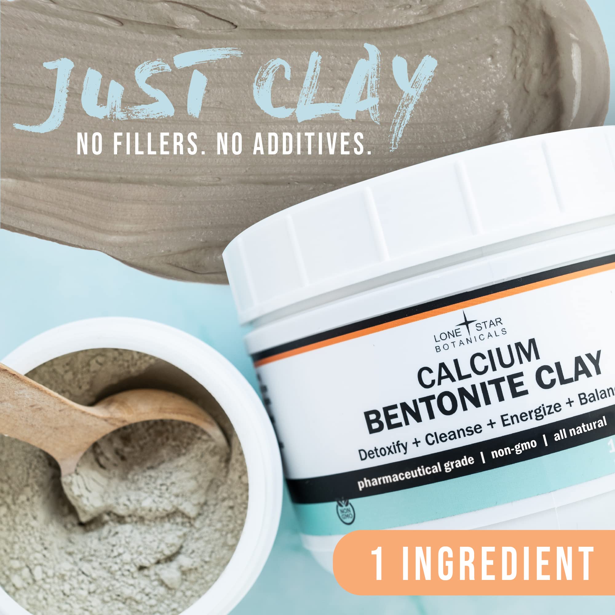 Lone Star Botanicals Calcium Bentonite clay face mask mixing for gentle pore cleansing.