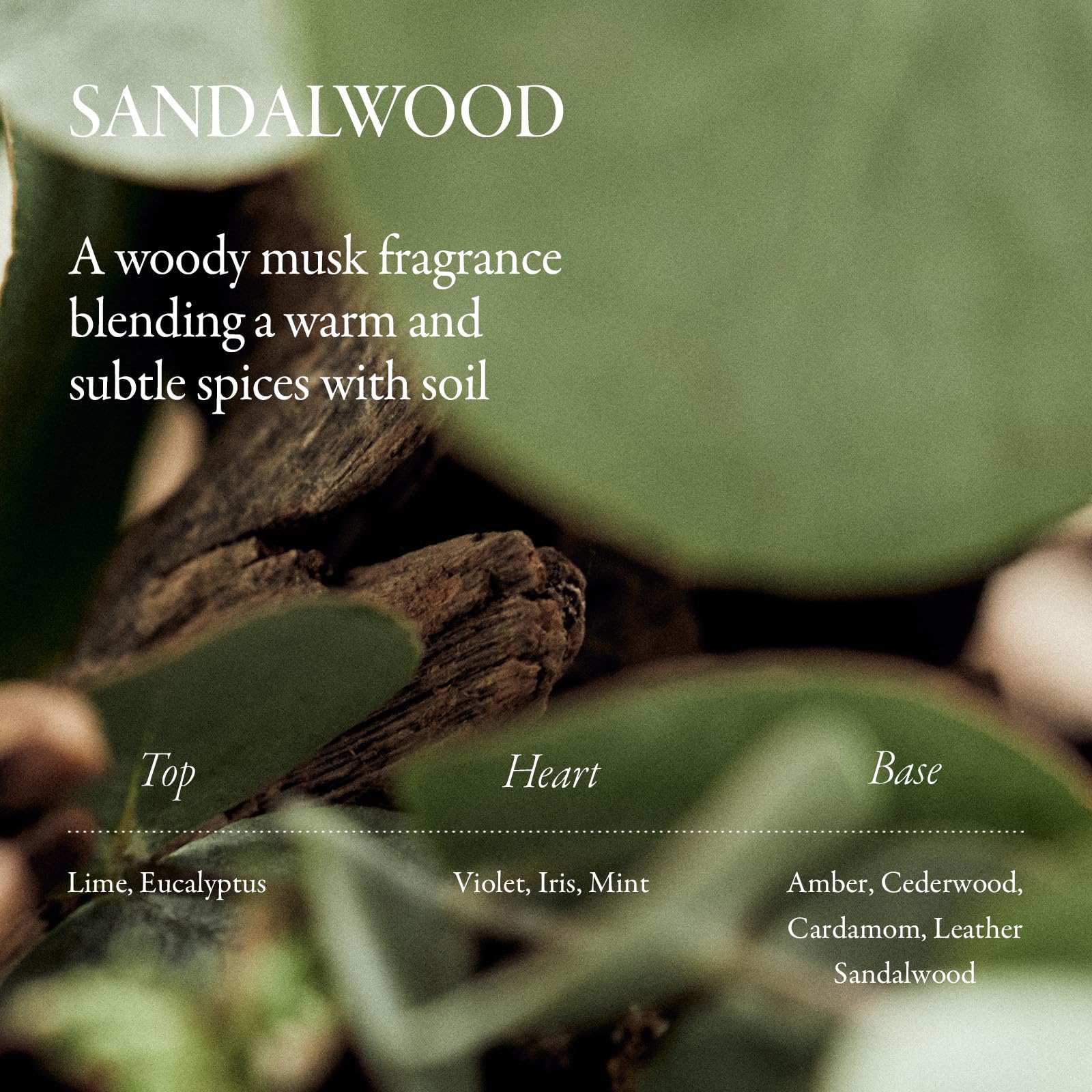 LONGTAKE Sandalwood fragrance longevity image communicates up to 120 hours of scent.
