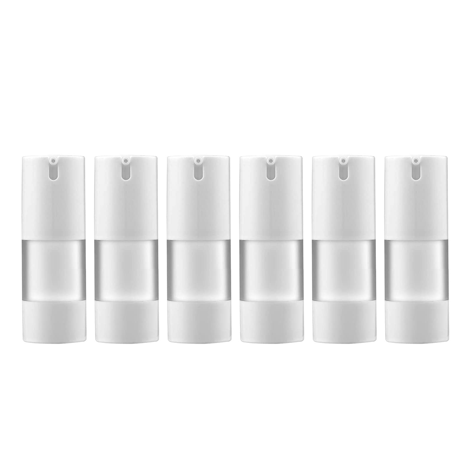 Longway 0.5oz frosted airless pump bottles, six-pack, precise dispensing.