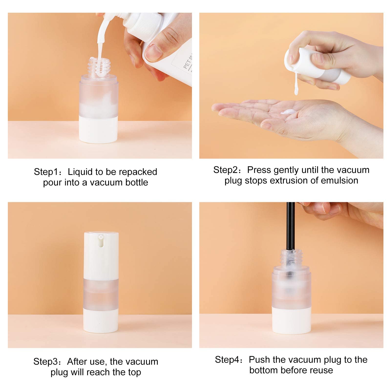 Longway lotion 50ml airless pump bottle easy, controlled dispensing on the move.