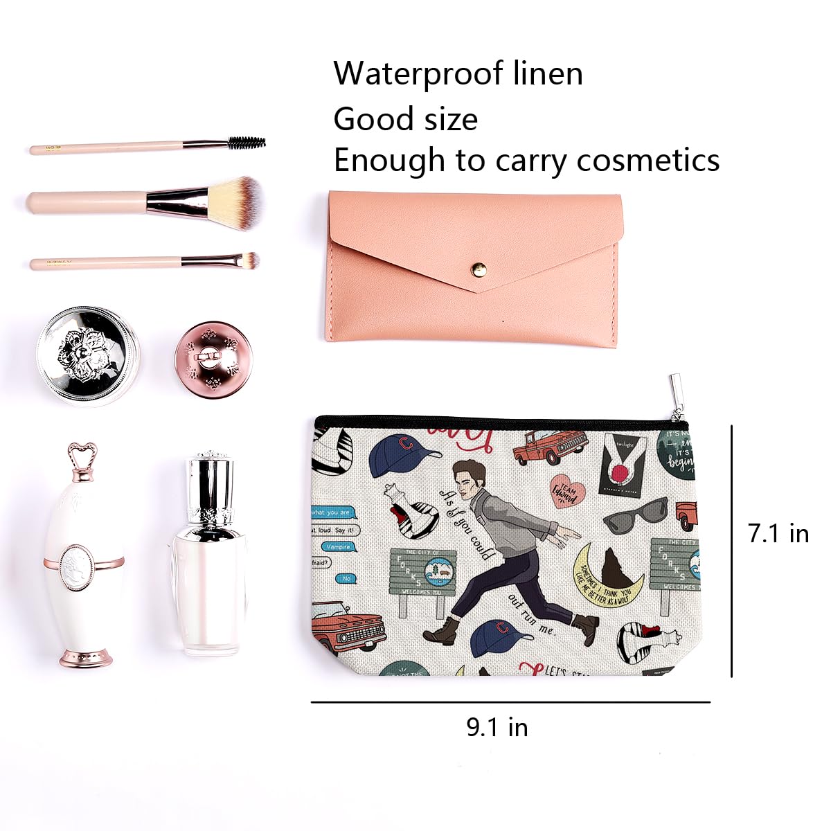 LONGXIN Twilight Merch makeup bag interior view shows room for brushes and cosmetics