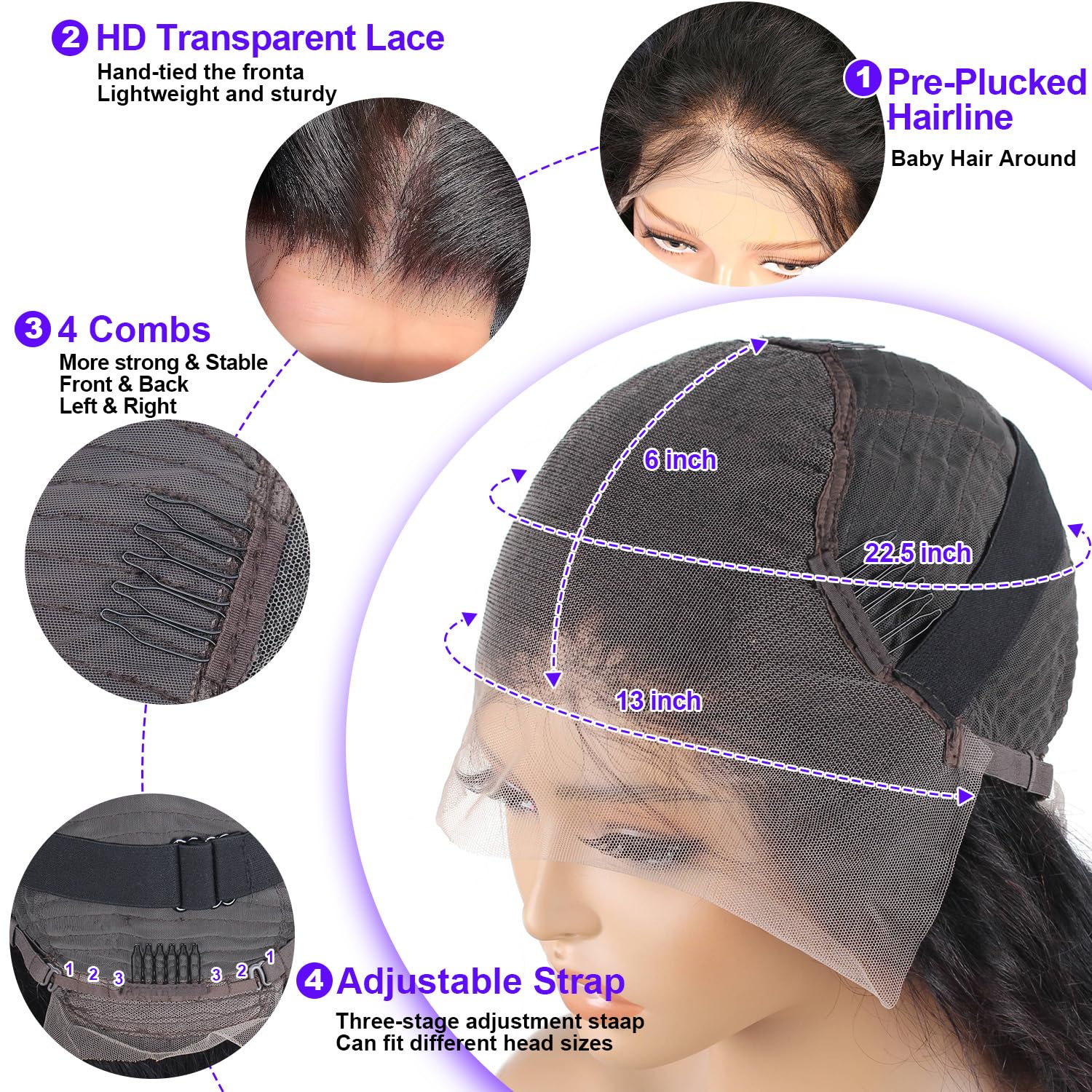 LONREAW HD transparent lace cap stays breathable and blends with skin.
