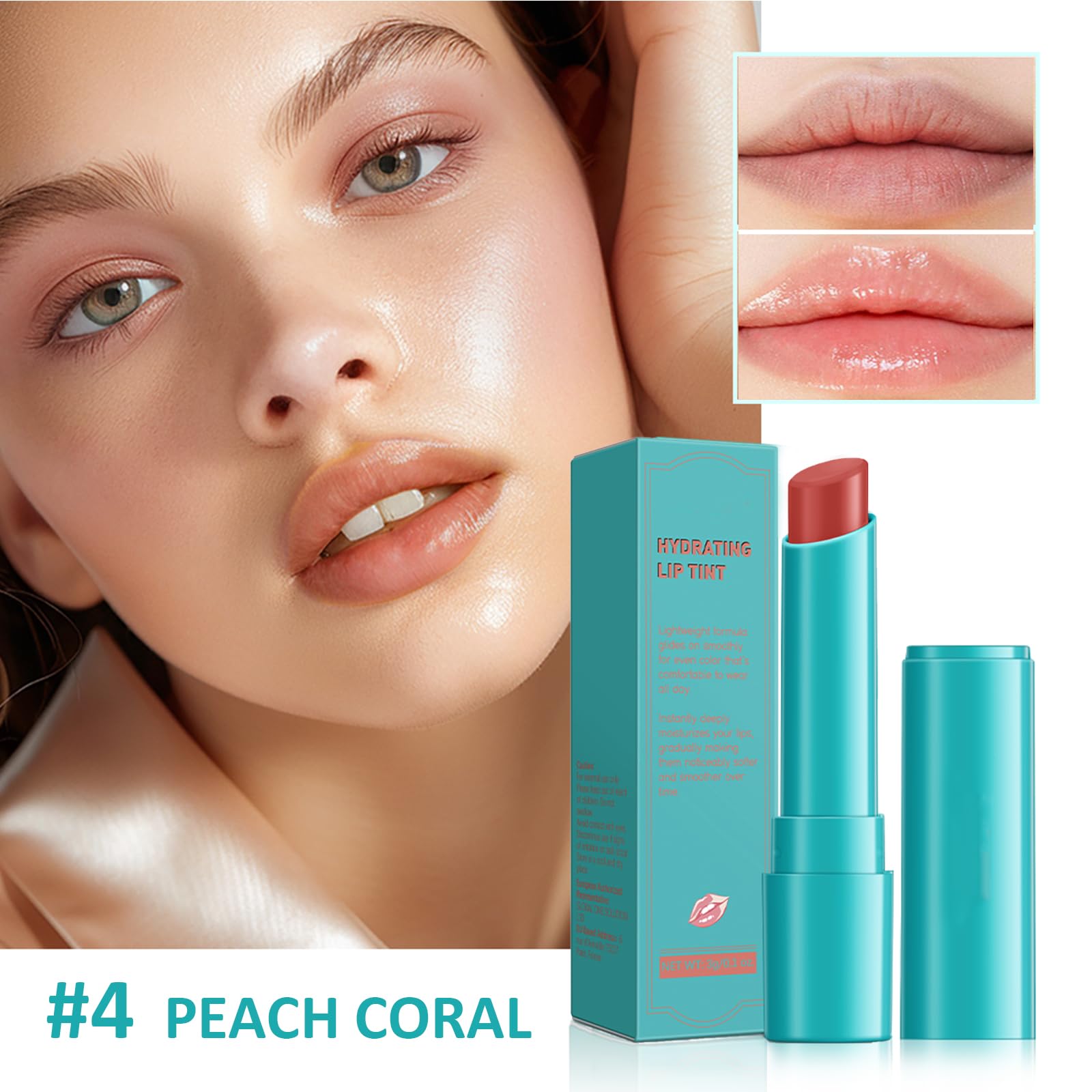 Loobexery lip tint application on lips demonstrates easy smooth wear.