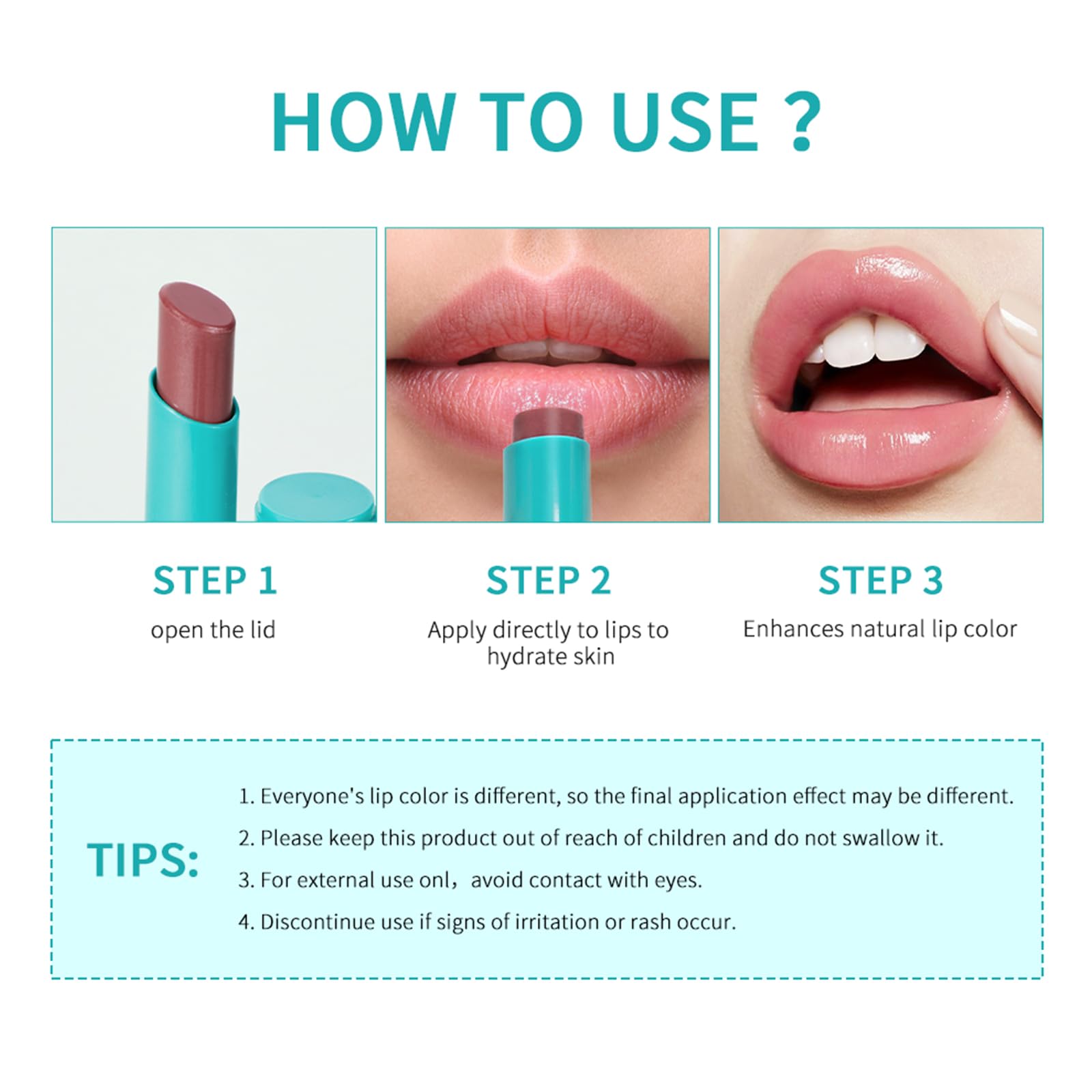 Loobexery lip tint vitamin E enrichment supports lips nourishment.