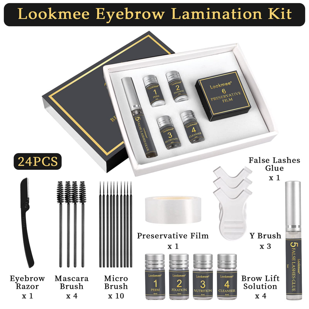 Lookmee fixation lotion application locks the new brow shape with lasting hold.