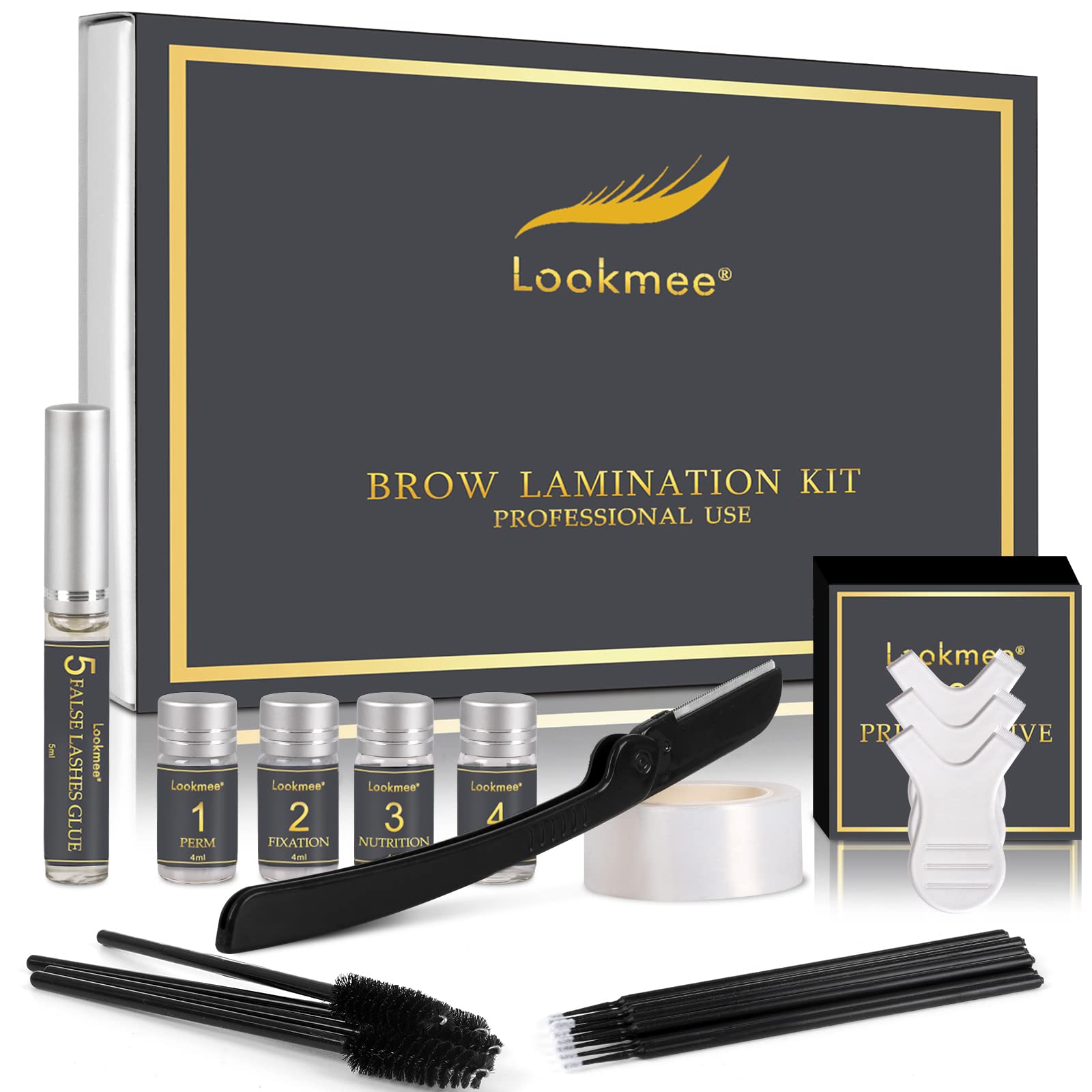 Lookmee Eyebrow Lamination Kit packaging demonstrates a complete at-home brow kit for professional results.
