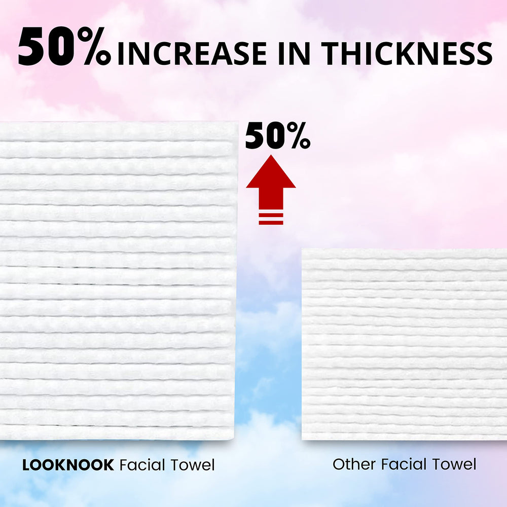 LOOKNOOK Disposable Face Towel palm-size square shown for easy cleansing