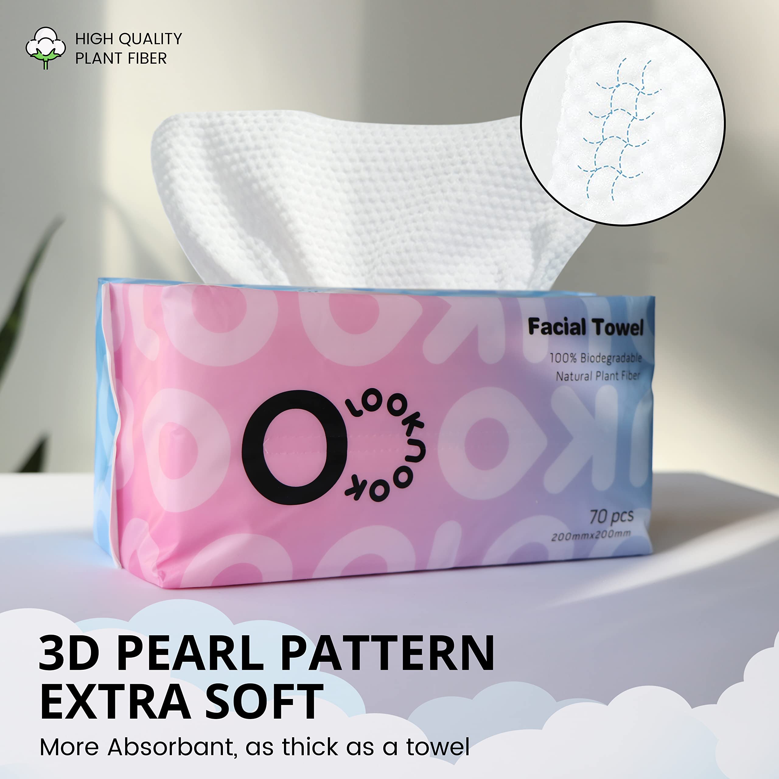 LOOKNOOK Disposable Face Towel recyclable bag emphasizes eco-friendly packaging