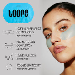 LOOPS Eyes Revival Set Hydrogel mask close-up shows soothing, cooling application.