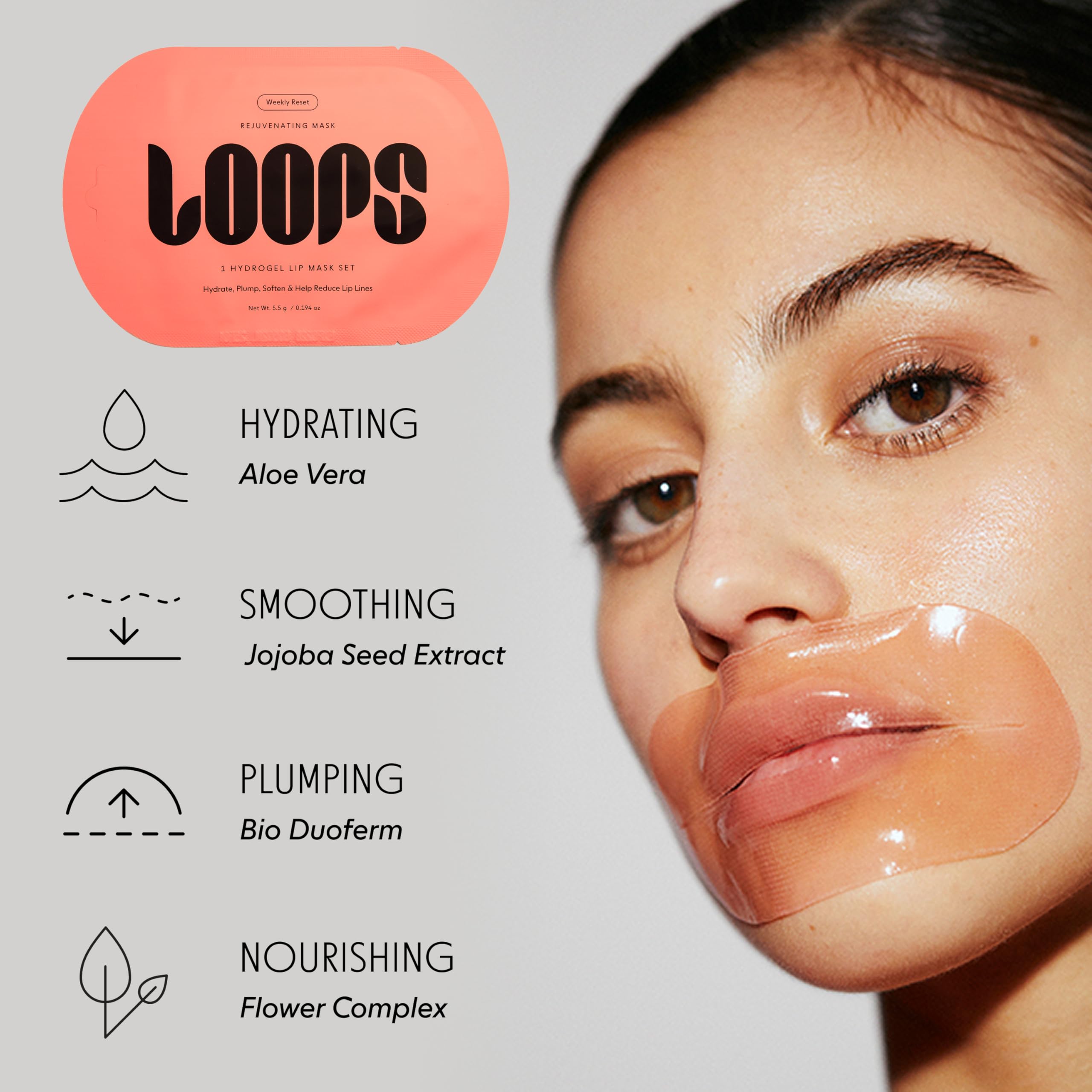 LOOPS Eyes Revival Set moisturizing hydrogel boosts under-eye hydration and comfort.