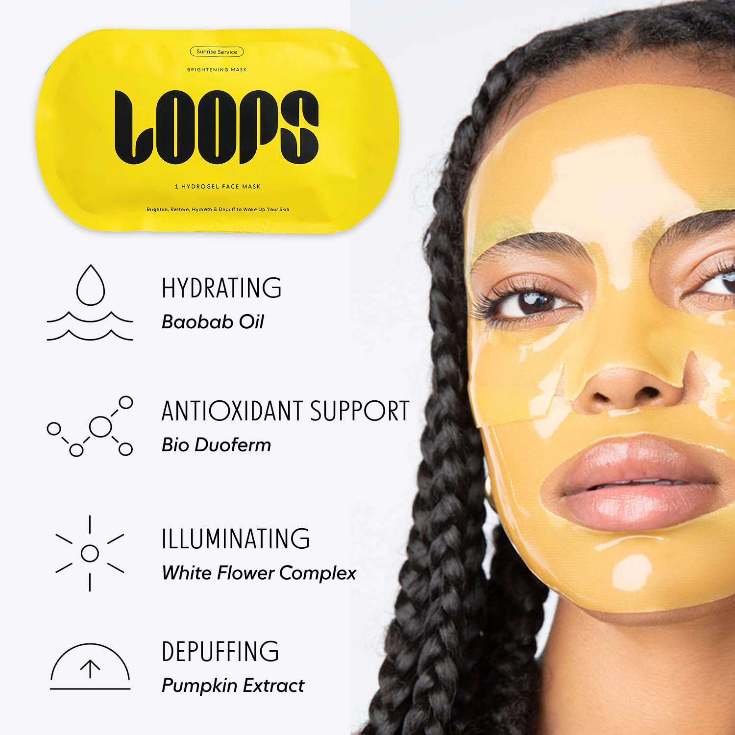 LOOPS Gang Mask Set masks closeup reveals hydrogel texture for hydration.