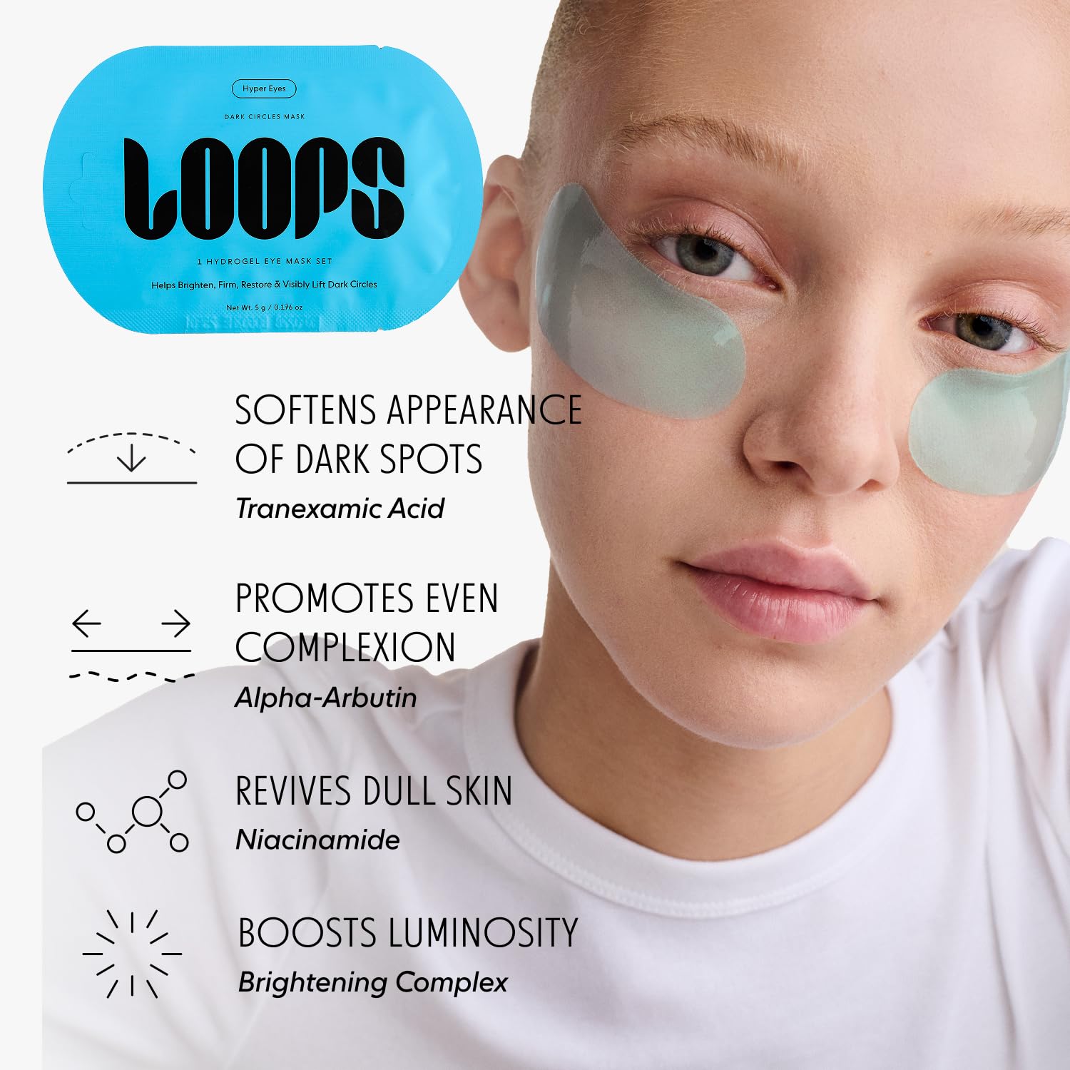 LOOPS Hyper Smooth Eye Mask textured side applied to skin for precise contact