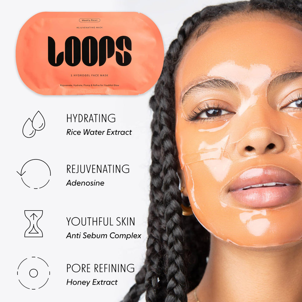 LOOPS Weekly Reset serum remnants on skin indicate lasting moisture.