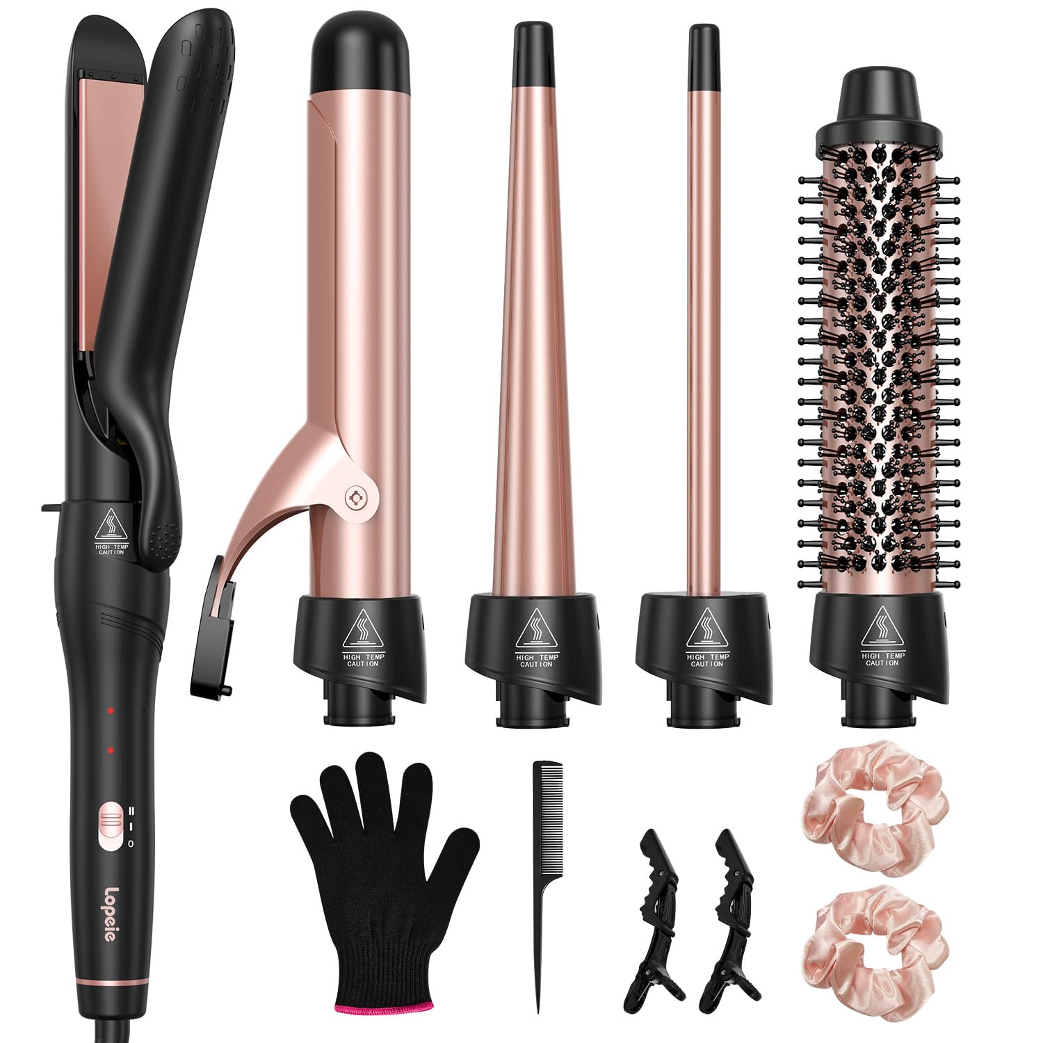 Lopeie 5-in-1 curling iron front view shows versatile styling options for all hair types.