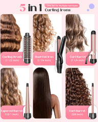 Lopeie 5-in-1 curling iron side view highlights ergonomic design for comfortable styling.