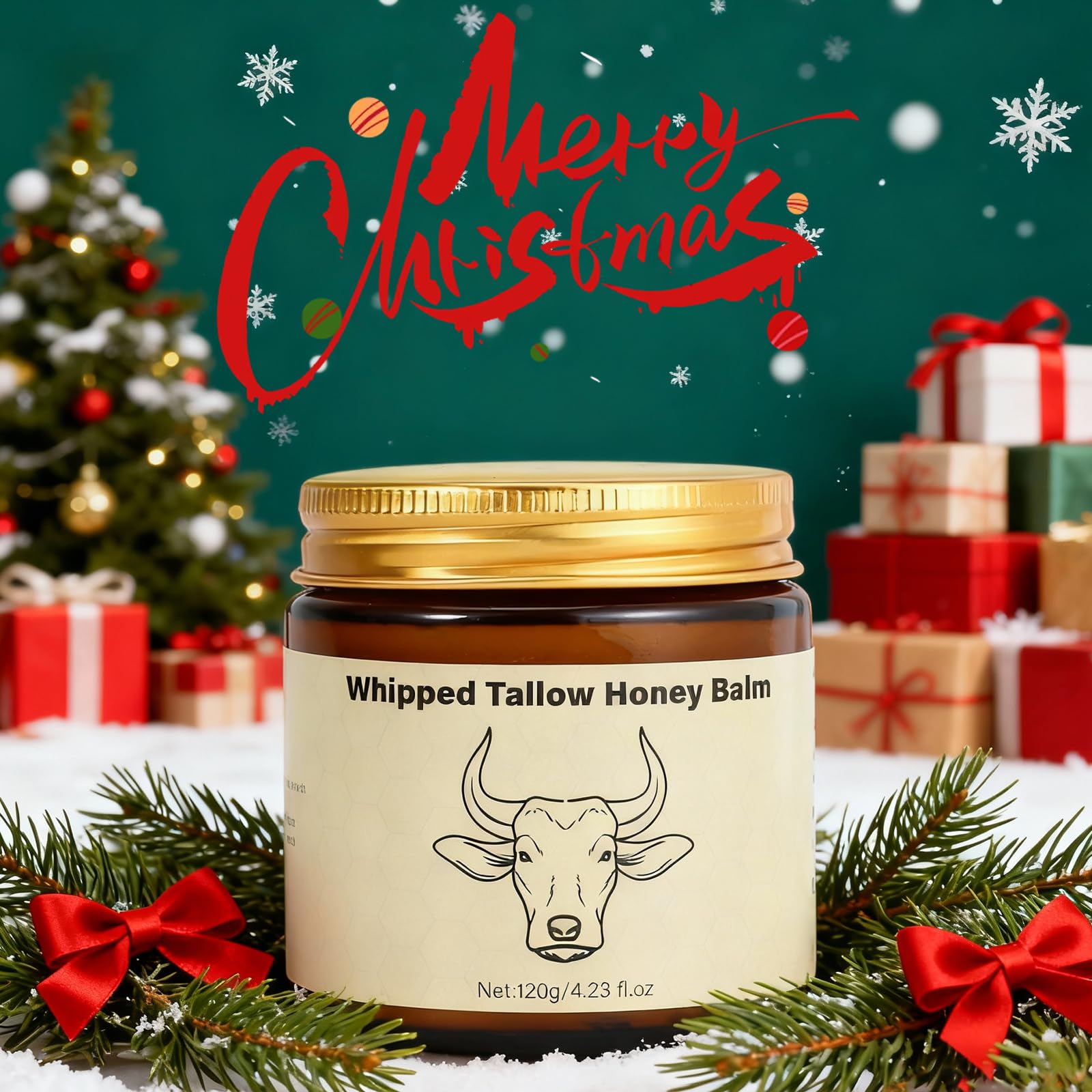 Lopeie Grass-Fed Tallow ingredients close-up showcases vitamins for natural glow.
