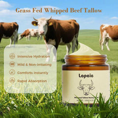 Lopeie Whipped Tallow application on skin demonstrates lightweight, non-greasy absorption.