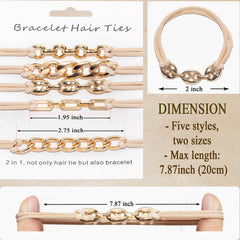 Loqpol Paper Clip charm hair tie demonstrates versatile accessory that doubles as a bracelet.