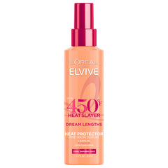L'Oreal Paris front bottle of Heat Slayer pre-iron spray showing packaging and benefit