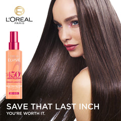 L'Oreal Paris close-up of spray texture highlighting non-greasy finish and shine