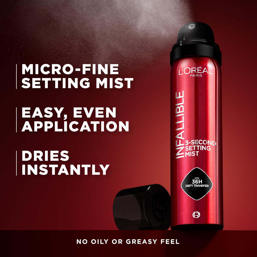 L'Oreal Paris 36-hour wear spray offers transfer resistance for busy days