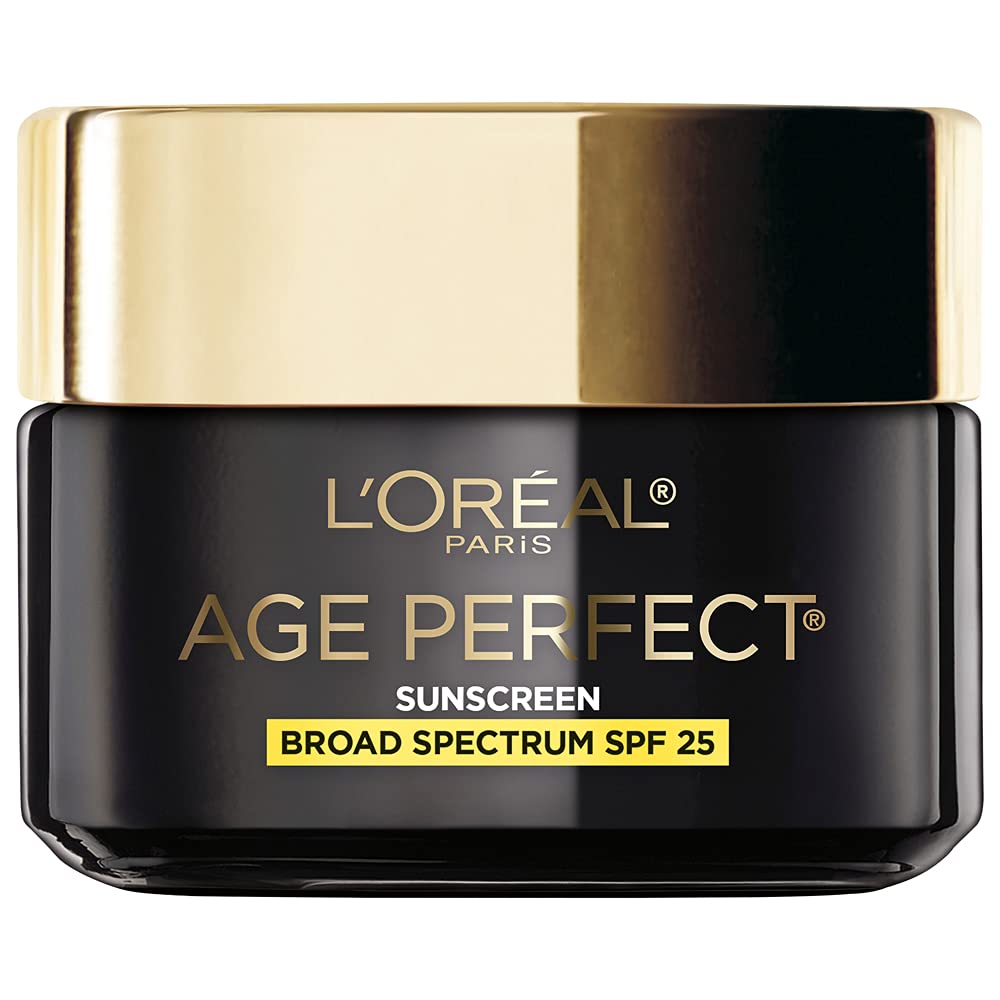 L'Oreal Paris Age Perfect Day Moisturizer SPF25 jar brightens skin with hydrating texture