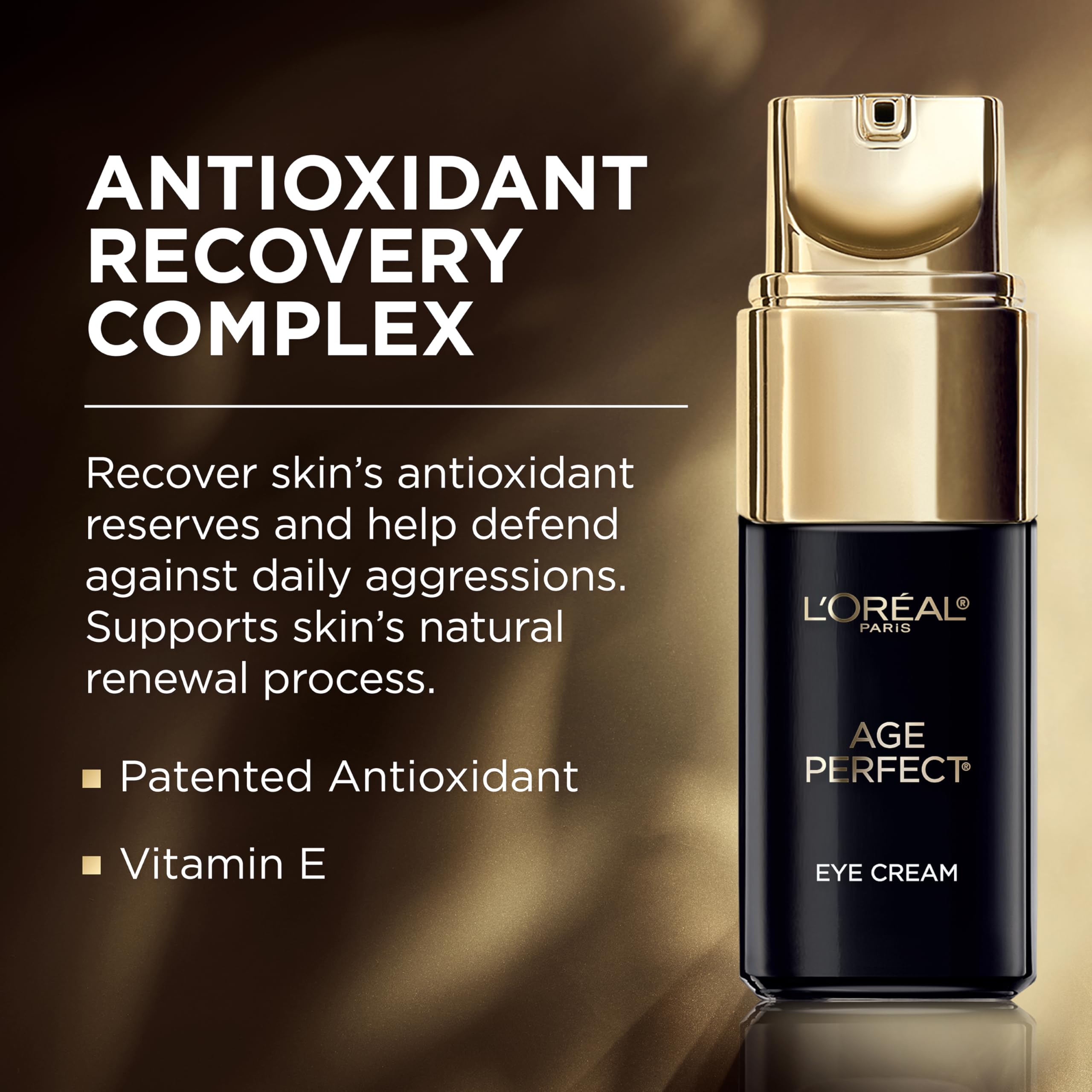 L'Oreal Paris Age Perfect Eye Cream texture swirl highlights smooth application.