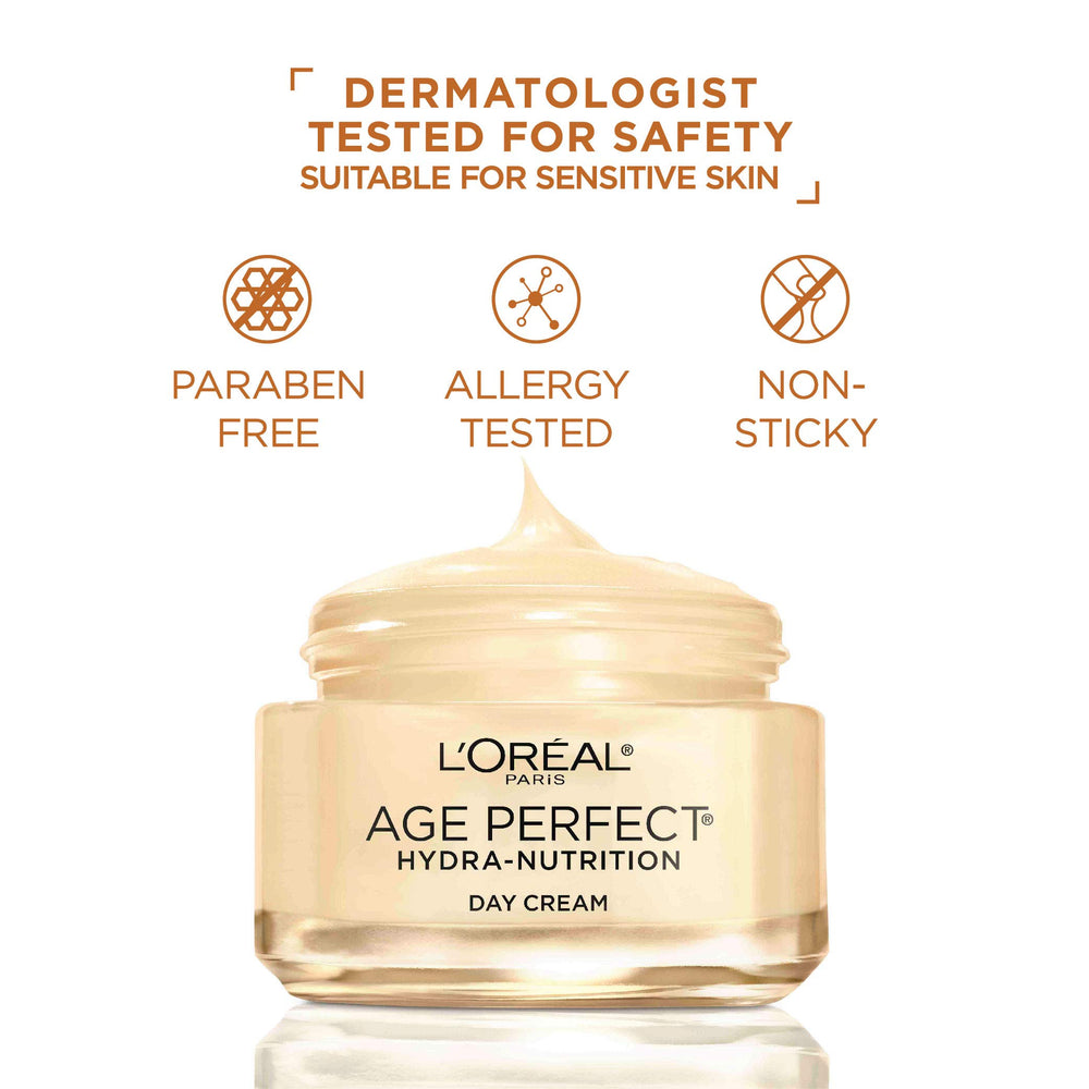 L'Oreal Paris Age Perfect Hydra-Nutrition texture on skin showing silky finish