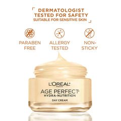 L'Oreal Paris Age Perfect Hydra-Nutrition texture on skin showing silky finish