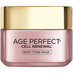 L'Oreal Paris Age Perfect Rosy Tone Mask jar showcase for a rosy glow and spa-like pampering effect.