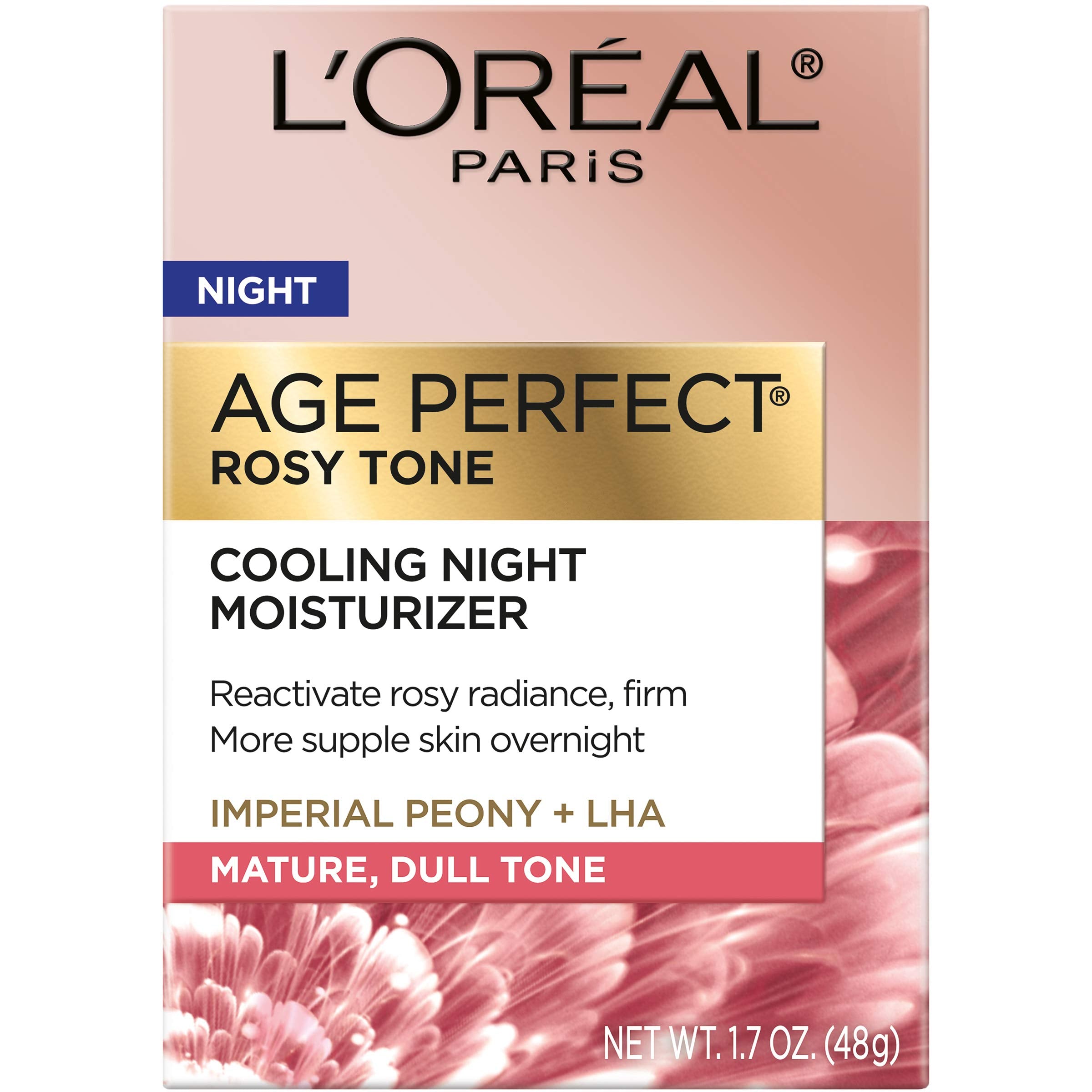 L'Oreal Paris Age Perfect Rosy Tone night application demonstrates cooling and moisturization.