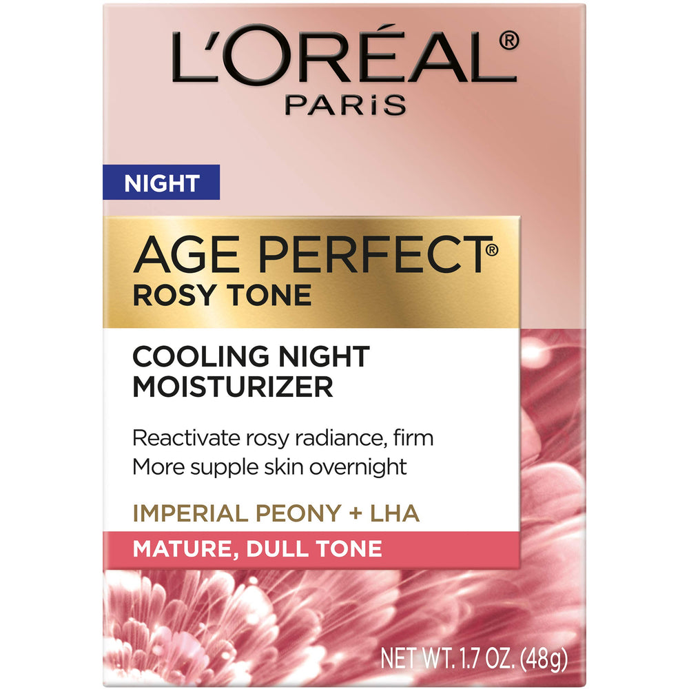 L'Oreal Paris Age Perfect Rosy Tone night application demonstrates cooling and moisturization.
