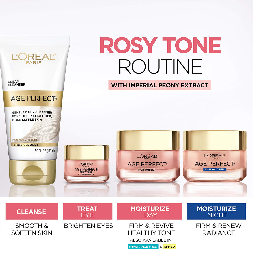 L'Oreal Paris Age Perfect Rosy Tone rose-tinted finish on skin for a natural glow.