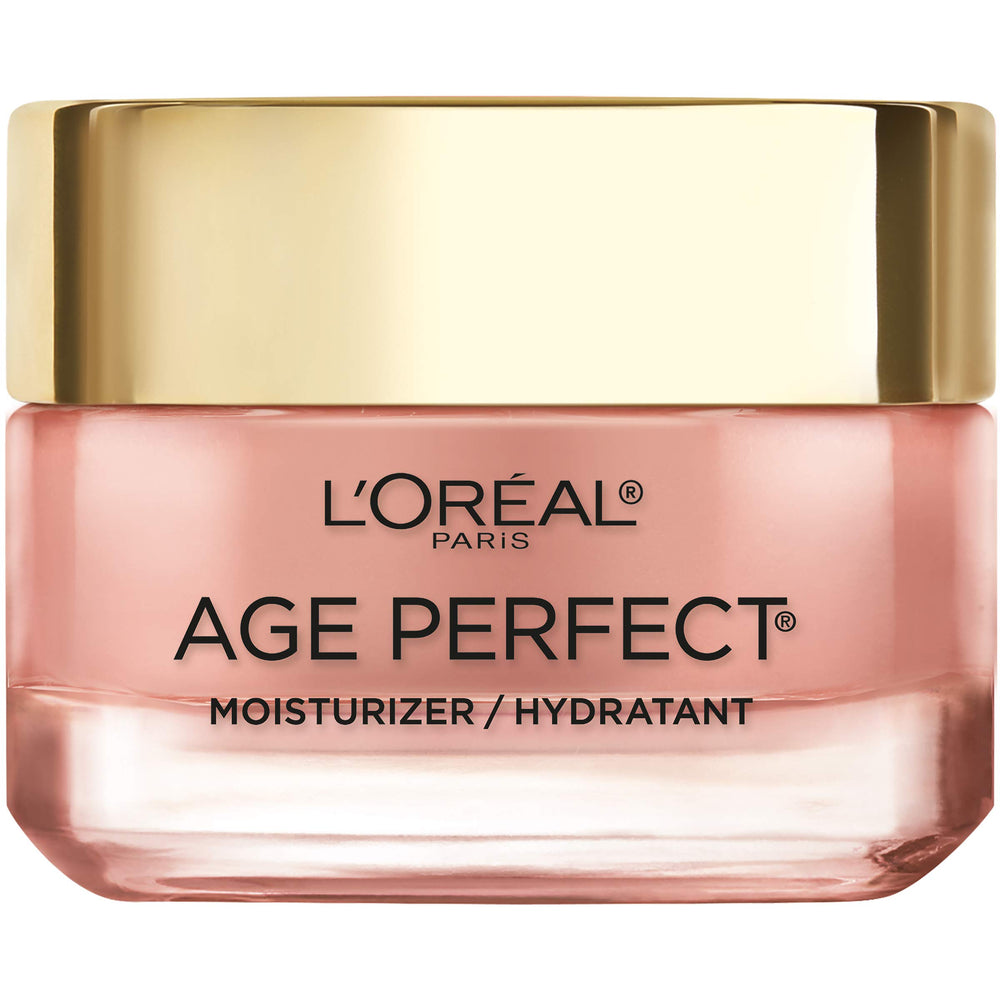 L'Oreal Paris Age Perfect Rosy Tone texture application image highlights creamy, non-greasy finish.