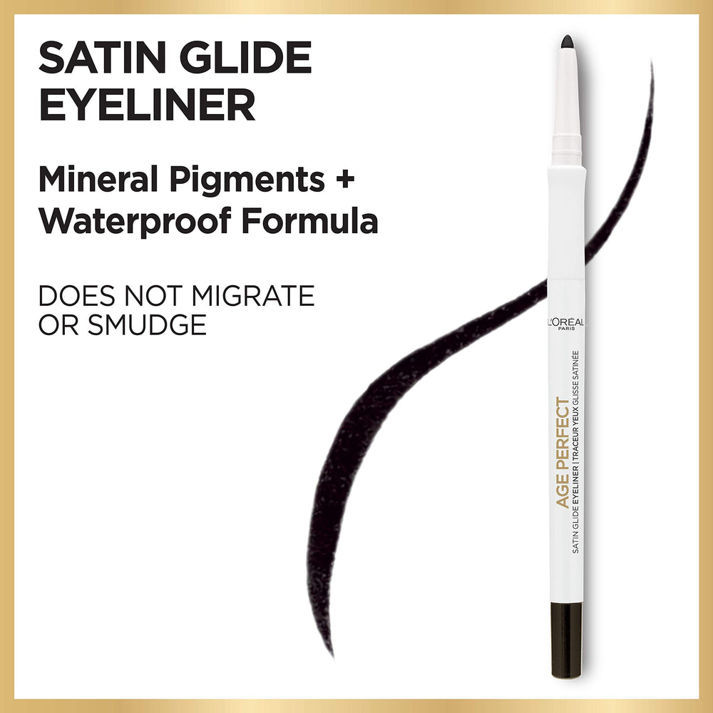 L’Oréal Paris Age Perfect Satin Glide Eyeliner waterproof formula for all-day wear.