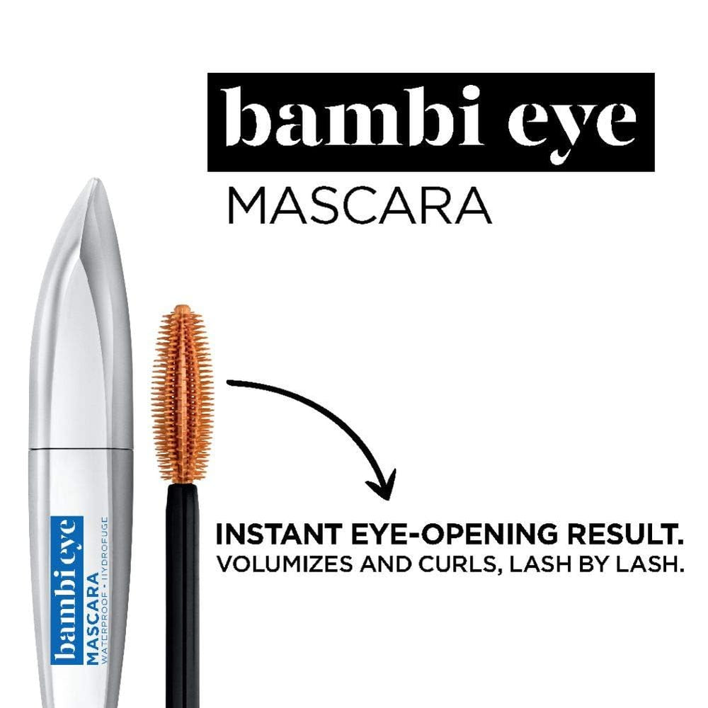 L'Oreal Paris Bambi Eye Mascara application shot captures smooth, clump-free coating on lashes.