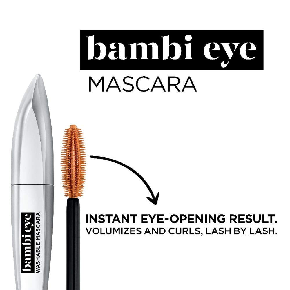 L'Oreal Paris Bambi Eye Mascara washable formula swatch for easy removal.