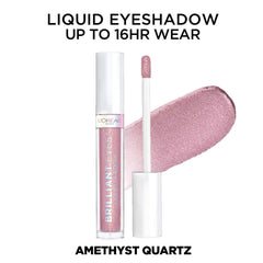 L'Oreal Paris Brilliant Eyes Amethyst Quartz swatch on skin with high shimmer payoff
